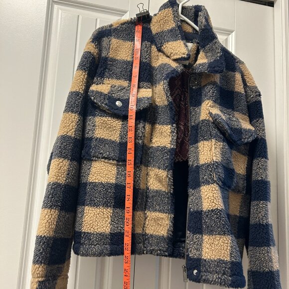 NWT American Eagle Sherpa Zip-Up Jacket Plaid - Picture 10 of 10